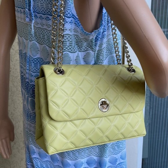 Kate Spade Natalia Smooth Leather Medium Flap Shoulder Bag Frosty Lime - Picture 2 of 16